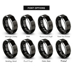 font options for inside engraving on black & silver wrench rings