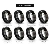 font options for inside engraving on black & gray wrench rings