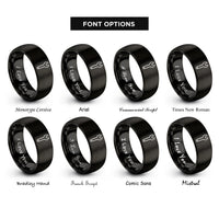 font options for inside engraving on black wrench rings