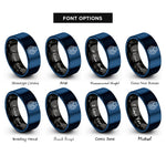 font options for inside engraving on black & blue wrench gear rings