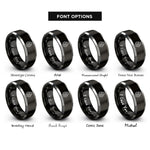 font options for inside engraving on black & silver wrench gear rings