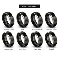 font options for inside engraving on black & silver wrench gear rings