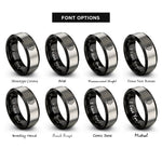 font options for inside engraving on black & silver wrench gear rings