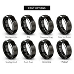 font options for inside engraving on black & grey wrench shield rings