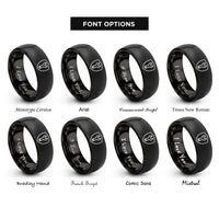 font options for inside engraving on black wrench shield rings