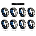 font options for inside engraving on black & blue & gray wrist gadget dial rings