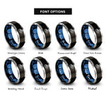font options for inside engraving on black & blue & gray wrist wraps rings