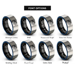 font options for inside engraving on black & blue & grey wrist wraps rings