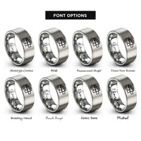 font options for inside engraving on gray wrist wraps rings