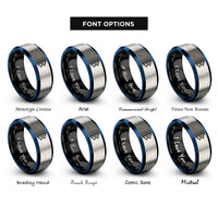 font options for inside engraving on black & blue & silver wunjo rings