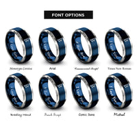 font options for inside engraving on blue & silver wunjo rings