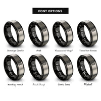 font options for inside engraving on black & grey wyvern rings