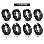 font options for inside engraving on black & silver wyvern rings