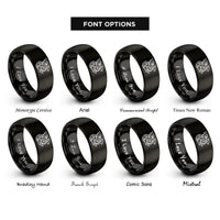 font options for inside engraving on black wyvern rings