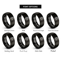 font options for inside engraving on black wyvern rings
