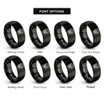 font options for inside engraving on black x ray skull rings