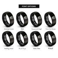 font options for inside engraving on black x ray skull rings