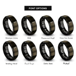 font options for inside engraving on gunmetal & black x ray spine rings