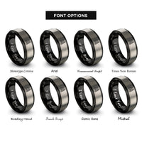 font options for inside engraving on black & gray xylophone crossed mallets rings