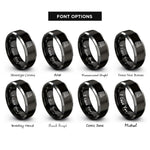 font options for inside engraving on black & silver xylophone crossed mallets rings