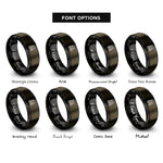 font options for inside engraving on gunmetal & black xylophone crossed mallets rings