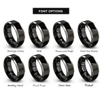 font options for inside engraving on black & silver yanagiba knife rings
