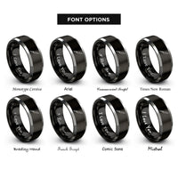 font options for inside engraving on black & silver yanagiba knife rings