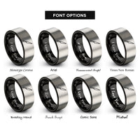 font options for inside engraving on black & silver yanagiba knife rings