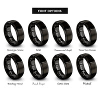 font options for inside engraving on black yanagiba knife rings
