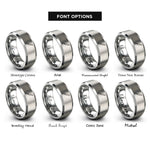 font options for inside engraving on silver yanagiba knife rings