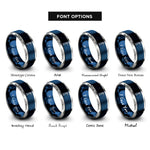 font options for inside engraving on blue & silver yaquina lighthouse beam rings