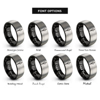 font options for inside engraving on black & grey yari spear rings