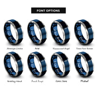 font options for inside engraving on blue & silver yari spear rings