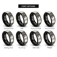font options for inside engraving on black & gray yarn ball rings