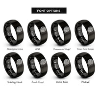 font options for inside engraving on black yarn ball rings