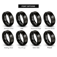 font options for inside engraving on black yarn ball rings