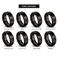 font options for inside engraving on black yarn ball rings