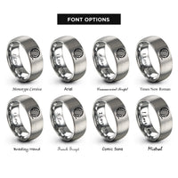 font options for inside engraving on grey yarn ball rings