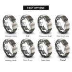 font options for inside engraving on silver yarn ball rings