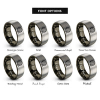 font options for inside engraving on gunmetal & grey yarn ball rings