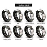 font options for inside engraving on black & grey yarn winder rings