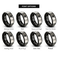 font options for inside engraving on black & silver yarn winder rings