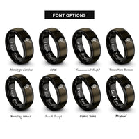 font options for inside engraving on gunmetal & black yarn winder rings