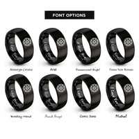 font options for inside engraving on black year spokes rings