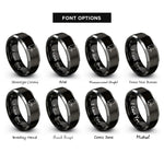 font options for inside engraving on black & gray yellow card whistle rings