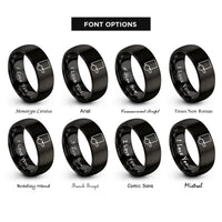 font options for inside engraving on black yellow card whistle rings