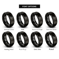 font options for inside engraving on black yellow card whistle rings