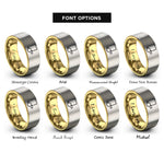 font options for inside engraving on gold & silver yellow card whistle rings