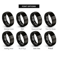 font options for inside engraving on black yellow flag rings