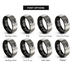 font options for inside engraving on black & grey yggdrasil circle rings